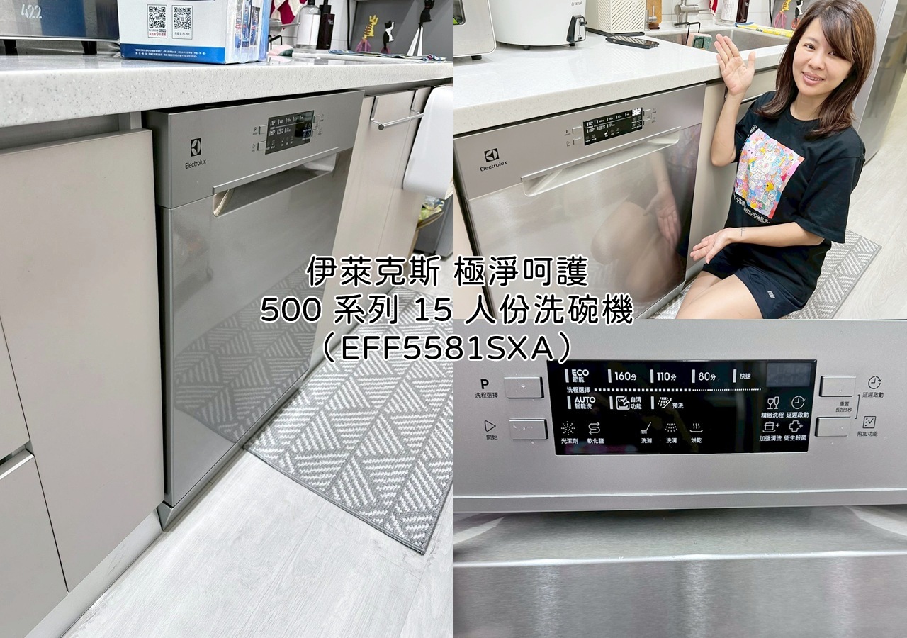 開箱| 伊萊克斯60公分 極淨呵護 500系列 15人份獨立式洗碗機EFF5581SXA